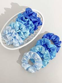 12件套纯色缎面丝绸发圈套装，女士适用，柔软缎面弹力发圈，不伤发，适合扎高马尾等休闲造型。Klein Blue 时尚发圈组合套装，发饰，头饰，弹力发带 - 粉色 - 查看 8