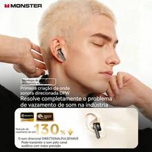 Monster Q11 True Wireless Earbuds, Semi-In-Ear Design, Bluetooth 5.4, 30H Playtime, HD Sound, Low Latency for Music & Gaming – Black - 查看 5