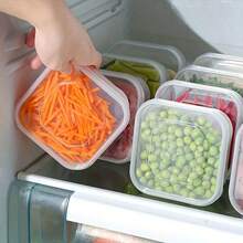 1/5/10 piezas Recipientes de almacenamiento de alimentos apilables con tapas cuadradas transparentes, adecuados para granos, carne, frutas y verduras, cajas de almuerzo de plástico - aptos para lavavajillas y microondas | Recipientes de alimentos | Recipientes para preparación de comidas | Cajas de almacenamiento - Multicolor - Ver 2