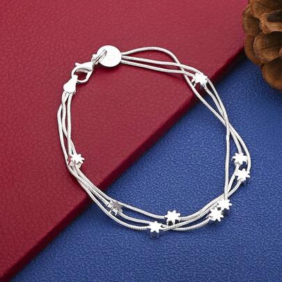 Elegante pulsera de estrella de plata de ley 925, regalo de fiesta de moda para mujeres, accesorios de joyería para bodas
