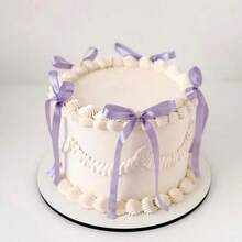 1/5pcs Purple Bow Cake Decorations, Suitable For Cakes, Cupcakes, Baby Shower Parties, Birthdays, Weddings, Valentine's Day, Christmas, Graduation - View 6