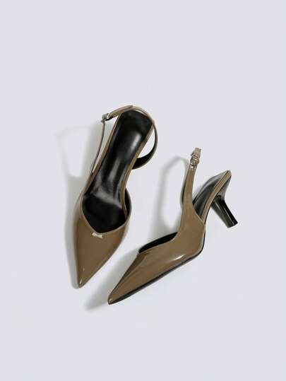 Giày cao gót màu kaki, giày cao gót hở mũi, giày dự tiệc, giày cưới, giày Mary Jane trang trọng, sandal cao gót hở gót mũi nhọn cho nữ.