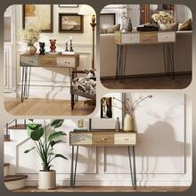 HOMCOM Mesa de banco - Madera Natural - Ver 3