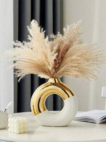 1pc Ceramic Donut Vase, Round Vase Suitable For Reed Grass, Nordic Modern Style Decorative Vase, Ceramic Vase Center Piece, Suitable For Wedding, Bedroom, Living Room, Coffee Table, Office Gift, Birthday Graduation Ceremony Home Decor Vase (Note Product Size) - Multicolor - View 11