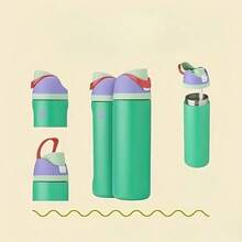 Termo con pajita de 24oz/32oz, se puede usar para deportes al aire libre, tiempo de conservación del calor y el frío del agua, bebidas congeladas, apariencia hermosa, mano de obra exquisita, adecuado para camping, trabajo, uso en interiores. - Multicolor - Ver 46