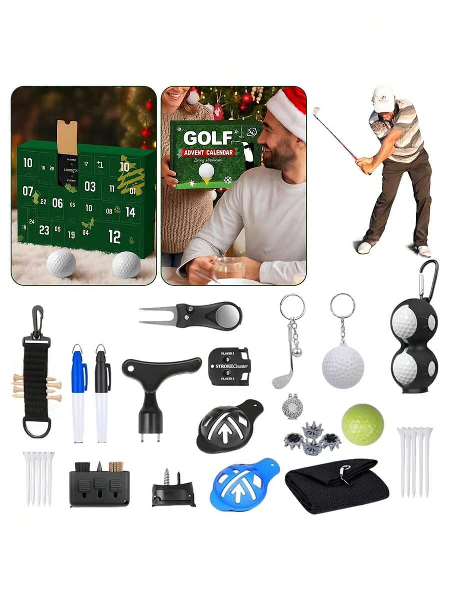 1 Bộ Lịch Mùa Vọng Chủ Đề Golf, Đếm ngược 24 ngày dành cho người yêu thích golf, năm 2025 - Nhiều màu - Xem 1