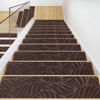 TAIMASI 15 PCS Non Slip Stair Treads For Wooden Steps – Washable Self Adhesive Carpet Stair Mats For Indoor Staircase Safety, Ideal Birthday Halloween Christmas Holiday Gift