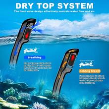 JoyMaySun 1 Set Panoramic Wide-Angle Adjustable Dry Snorkel Mask, Tempered Glass Anti-Leak Adult Snorkeling Diving Swimming Training Equipment, Professional Snorkel Set - Multicolor - View 8