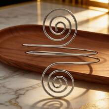 Set de 6 brazaletes ajustables de metal plateado con diseño geométrico en espiral, para el verano y decoración de Halloween - 6 piezas de plata-1 - Ver 6