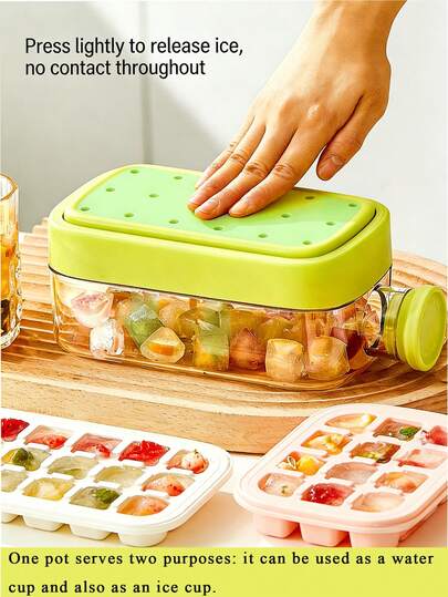 1pc Tray, Ice Mold, Beverage Chiller, No-Touch Ejection Mold, Sports Outdoor Straw Cup, Fitness Drink Ice Box, Home Party Ice Tray Cooler, Outdoor Camping, Fruit Tea Pot, Suitable For Juice, Drinks, Cocktails, Whiskey, Coffee Etc. Summer Cooling, Portable And Lightweight.
