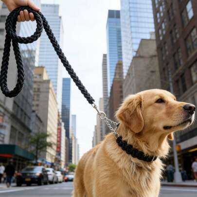 2件套编织宠物项圈和牵引绳，防爆尼龙牵引绳，适合大/中/小型犬猫户外使用