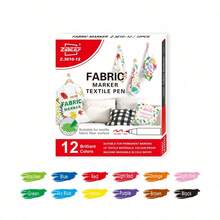 1pc Fabric Marker Pen, 12/24 Colors Waterproof Colorfast Graffiti Pen, Textile Painting Pen For DIY T-Shirt, Shoes, Handcraft Marker Brush, Back To School - Fabric Painting Brush - View 12