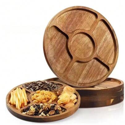1 Khay gỗ đựng phô mai, Thớt phô mai, Khay gỗ tròn, Khay đựng đồ ăn nhẹ, món tráng miệng, phô mai, trái cây, Khay chia ngăn đựng thức ăn, Đĩa ăn tối, Có thể dùng để bày trí món ăn trong nhà hàng, Phụ kiện nhà bếp, Phân loại đồ dùng trong phòng tắm, Khay đa năng, Gỗ keo, Bàn cà phê, Vật dụng trang trí nhà cửa thiết yếu, Thích hợp làm quà tặng cho Ngày của Mẹ, Giáng sinh, Mùa cưới