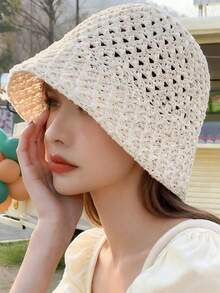 1顶春夏镂空遮阳帽，波西米亚风渔夫帽，宽檐透气针织帽。防紫外线，多功能时尚，还能让脸看起来更小。 - 彩色 - 查看 9