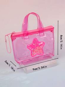 1pc Women's Transparent Mini Handbag, Jelly Bag, Fashion Starry Liquid Glitter Mini Tote Bag, PVC Material Purse, Transparent Wallet, Suitable For Vacation & Outings, With Pearl Chain For Easy Carrying, Can Be Used As Mini Handbag, Cosmetic Bag, Lipstick Organizer. Suitable As Gift For Family & Friends, For Shopping, Vacation, Travel, Birthday, Mother's Day - Multicolor - View 10