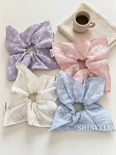 Korean Style High-End Solid Color Scrunchie, High Elasticity Bun Holder Hair Accessories, Lace Fabric Hair Decorations