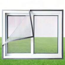 Premium graues Fenster-Fliegengitter - Mückenschutz, selbstklebende Installation, wiederverwendbar und waschbar, für Zuhause und Schlafzimmer - grau - Übersicht 1