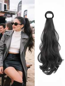 18英寸女士日常使用波浪卷发马尾发圈 • 自然发质弹力发带 • 卷发马尾发饰 - 彩色 - 查看 11