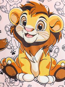 1pc Cute Lion Design Infant Newborn Baby Romper - Pink - View 4