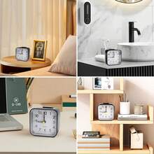 Réveil analogique compact et silencieux avec veilleuse et fonction de répétition - grand affichage, fonctionne sur piles (AA) - idéal pour les étudiants et les gros dormeurs - parfait pour la décoration de la chambre, du bureau et du salon - excellent cadeau de Noël et de la Saint-Valentin, horloge pour la chambre, horloge de voyage, étagère de salle de bain, table de chevet - 022 - Voir 8