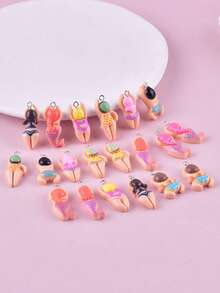 20pcs Assorted Cute Cartoon Swimming People Resin Pendant Earrings Necklace Jewelry Accessories - Multicolor - View 2