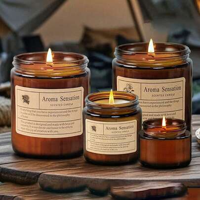 One Creative Retro Glass Aroma Candle, Natural Plant Wax, Non Smoking Fragrance, Warm Candlelight, Plant Fragrance, For Her Friends, Valentine's Day Gifts, Romantic Weddings, Decorations, Dates, Holiday Parties, Birthdays, Home Offices, Home Decorations