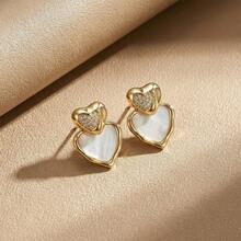 1 Set de Collar con Colgante de Corazón y Aretes de Acero Inoxidable, Juego de Joyas de Diseño Elegante y Lujoso, Regalo Versátil - Estilo A - Ver 3