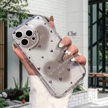 1 chiếc ốp lưng điện thoại thời trang chất liệu TPU họa tiết trái tim trong suốt màu kem, chống sốc, chống trượt, tương thích với iPhone, Honor. - Trong sáng - Xem 4