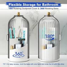 Bathroom Sink Organizer,Premium ABS Plastic Bathroom Organizer Caddy,Multi-Use Countertop Storage Stand,Toothbrushes Storage,Toothpaste Tubes Organizer,Home Bathroom Organizer,Dorm Bathroom Caddy,Apartment Vanity Organizer,Family Bathroom Storage,Personal Use Bathroom Organizer,Daily Use Bathroom Storage,Non-Slip Base,360° Rotating Design,3 Slots Storage,Sliding Lid,Dustproof,Easy To Clean,Stylish Appearance,Space-Saving Design,Premium ABS Plastic,Durable,Sturdy,Lightweight,Waterproof,Easy To Install,No Complex Steps,Reusable,Long Service Life,Compact Size,Portable,Multi-Scene Use,Vanity Counter Storage Solution - Xám - Xem 3