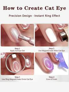 9 piezas de anillos magnéticos "Ojo de gato" resistentes: una herramienta que puede crear uñas de ojo de gato en 3 segundos. Estos poderosos anillos magnéticos son simples y fáciles de usar, muy adecuados para que los principiantes creen sin esfuerzo el cautivador efecto de "agujero negro" de uñas de ojo de gato. - Multicolor - Ver 6