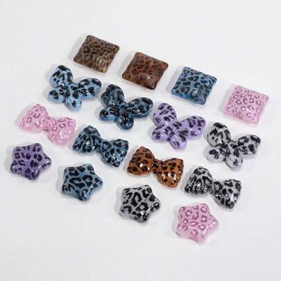 Fashion Leopard Pattern Series Love Beads Acrylic Perforated Beads DIY Bracelet Phone Chain Head Rope Accessories DIY Necklace Earrings Hair Accessories Pendant Source Factory Wholesale