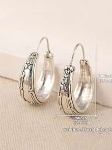 Bohemian Style Earrings, Silver Tone Women's Earrings, Handmade Earrings, Gift For Her, Textured Silver Earrings, Everyday Vacation Gift, Gift From A Good Friend - Silver - View 6