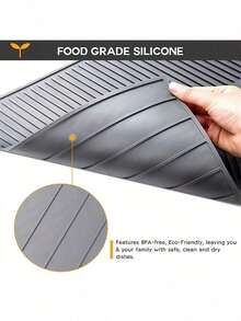 1 tấm lót bát đĩa silicon, tấm lót thoát nước bát đĩa gấp gọn, tấm lót thoát nước lớn, miếng lót nồi chịu nhiệt, đế lót máy rửa bát, phụ kiện nhà bếp - Xám - Xem 9