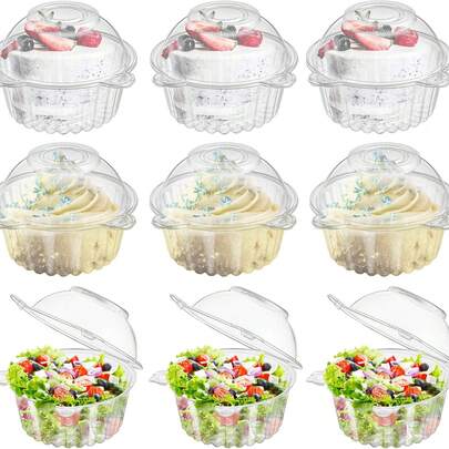 10/20 Adet Kapaklı, Tek Kullanımlık Kağıt Kek Kutusu, İstiflenebilir Plastik Kağıt Kek Kutuları; Meyve, Salata, Parti Dekorasyonu, Salata Kaseleri, Yemek Kaseleri, Atıştırmalık Kaseleri, Açık Hava Piknik Kamp Partisi Dekorasyonu İçin Uygundur.