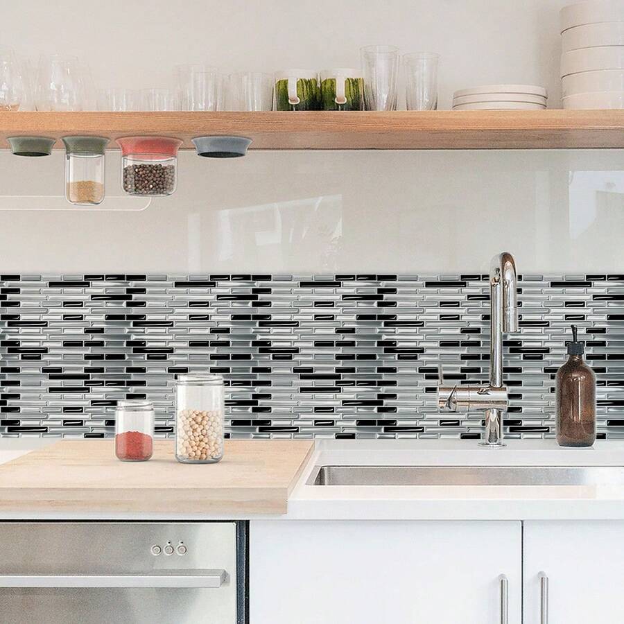 1/5/10pcs Durable Faux Brick Wall Stickers - Realistic Waterproof Heat-Resistant Panels - Self-Adhesive Mosaic Style - Easy To Decorate Kitchen, Living Room, Bathroom, Hallway, Office, Home And Dorm - High Quality Long-Lasting Aesthetic - YJC0227 - View 1