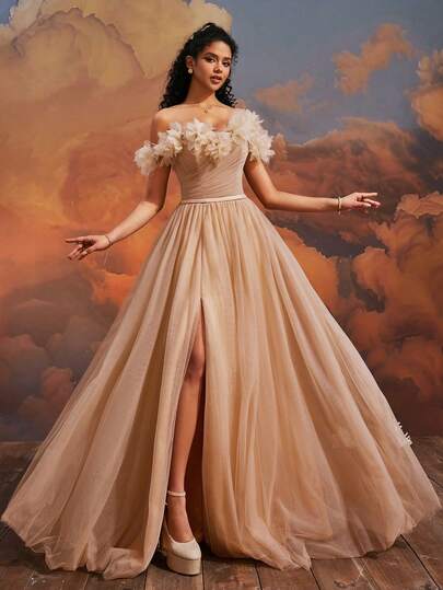 VIPGIRL Elegante formele lange avondjurk van mesh