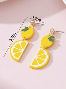 1 Coppia di orecchini alla moda da donna a forma di limone, accessorio perfetto per le vacanze estive in spiaggia - Giallo - Visualizzare 4
