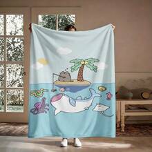 1pc Pusheens Cartoon Cat Plush Flannel Blanket - Soft All-Season Throw With Playful Cat & Heart Print, Multi-Use For Sofa, Bed, Office, Outdoor - Machine Washable, Perfect Gift For Friends & Family, Cute Blanket, Cozy Home-280gsm - multicolour 15 - 查看 1