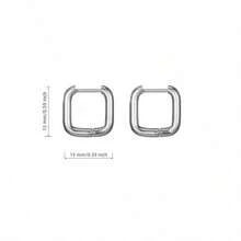 316L Stainless Steel Square Earrings, Gold & Silver Color Options, Anti-Fading, Elegant, Suitable For Daily Wear And Party, Delicate Gift For Girlfriend/Best Friend - Golden - View 8