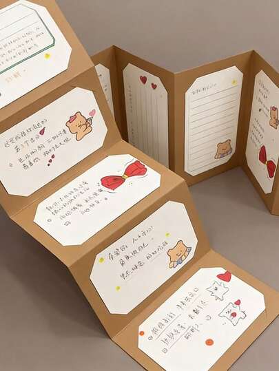 Thiệp chúc mừng gấp kiểu đàn accordion, thiệp thông tin sáng tạo phù hợp cho sinh nhật, đám cưới, tiệc tùng, thiệp ghi nhớ gấp gọn kiểu INS, thiệp chúc mừng viết tay tự làm cho nhiều dịp khác nhau.