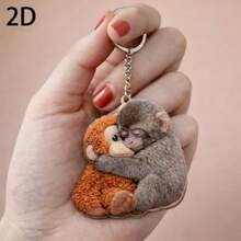 2D平面病毒猴钥匙扣，亚克力猴子礼品钥匙扣，送给动物爱好者的情感礼物，猴拳 - 查看 7