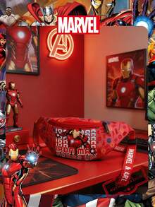 Marvel 1个漫威官方授权钢铁侠图案腰包，多功能斜挎包，男童休闲单肩包，轻便可调节肩带胸包，卡通零钱包，臀包，适合男孩、年轻粉丝、学生，完美适用于日常上学、户外玩耍、主题公园游玩、假日旅行、运动。 - 彩色 - 查看 11