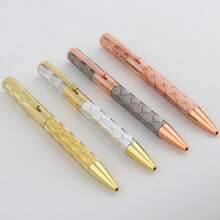 1 chiếc bút bi tròn đơn giản, thân bút được chạm khắc thời trang, thích hợp cho việc viết hàng ngày và luyện thư pháp. - bút bi - Xem 8