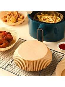 25/50/100pcs Disposable Air Fryer Paper Liners For Frying Chicken, Wings, French Fries, Prevent Oil Splatter Paper Air Fryer Kitchen Air Fryer Liners Air Fryer Paper Airfryer Air Frier - 摩卡棕 - 查看 7
