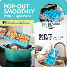 Silicone Soup Freezer Molds With Lids, 2 Cup 1 Cup Combo, Soup Container Style Cube Trays, Reinforced Steel Rims, Freezing Broth, Meal Prep And Other Dishes, Dishwasher Oven  - 2 Pack - Blue - View 5