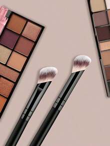 4pcs Professional Dual-Ended Makeup Brush Set - Includes Foundation Brush, Contour Brush, Blush Brush, Powder Brush, Eyeshadow Brush, Concealer Brush, Highlighter Brush, Mixing Brush. Soft Fiber Bristles, Portable For Travel, Great Gift For Women And Girls. Makeup Brush Set, Makeup Brush Tool Kit, Makeup Brush Set, Complete Makeup Tool Set, Makeup Brush Set, Full Makeup Tool Kit, Brush Set, Makeup Brush Gift Set, Set,Giveaways,Professional Makeup Brushes,Complete Makeup Set - 黑色 - 查看 5