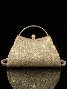 闪亮奢华女士晚宴包，优雅亮片派对包，镶钻手提包，时尚新娘婚礼包，配有闪亮水钻首饰三件套，适合女性参加派对、晚宴、婚礼、舞会、聚会和其他场合。 - 香檳色 - 查看 2