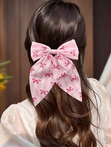 4 件装女士女孩大号蝴蝶结发夹，法式缎带蝴蝶结发卡，超大纯色粉白花朵蝴蝶结发饰，适合日常、派对、婚礼等场合，美观俏皮发夹 - 彩色 - 查看 3