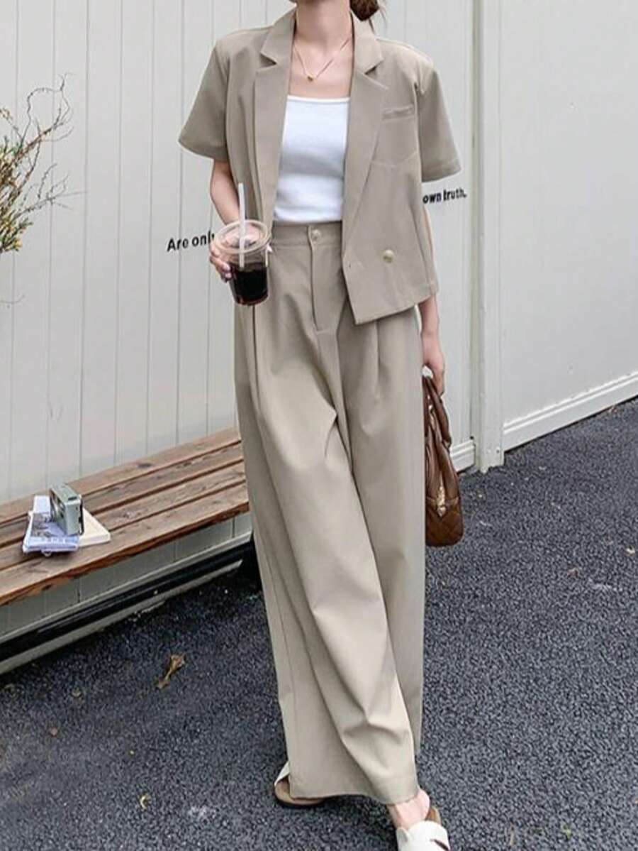 Women Suit Sets - 卡其色 - 查看 1