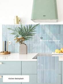 10/30pcs White Brick Pattern Self-Adhesive Tile Stickers, Easy To Peel And Stick Ceramic Tile, Waterproof Wallpaper Suitable For Living Room, Kitchen Backsplash, Bathroom, Zellige Style - Baby Blue - View 7